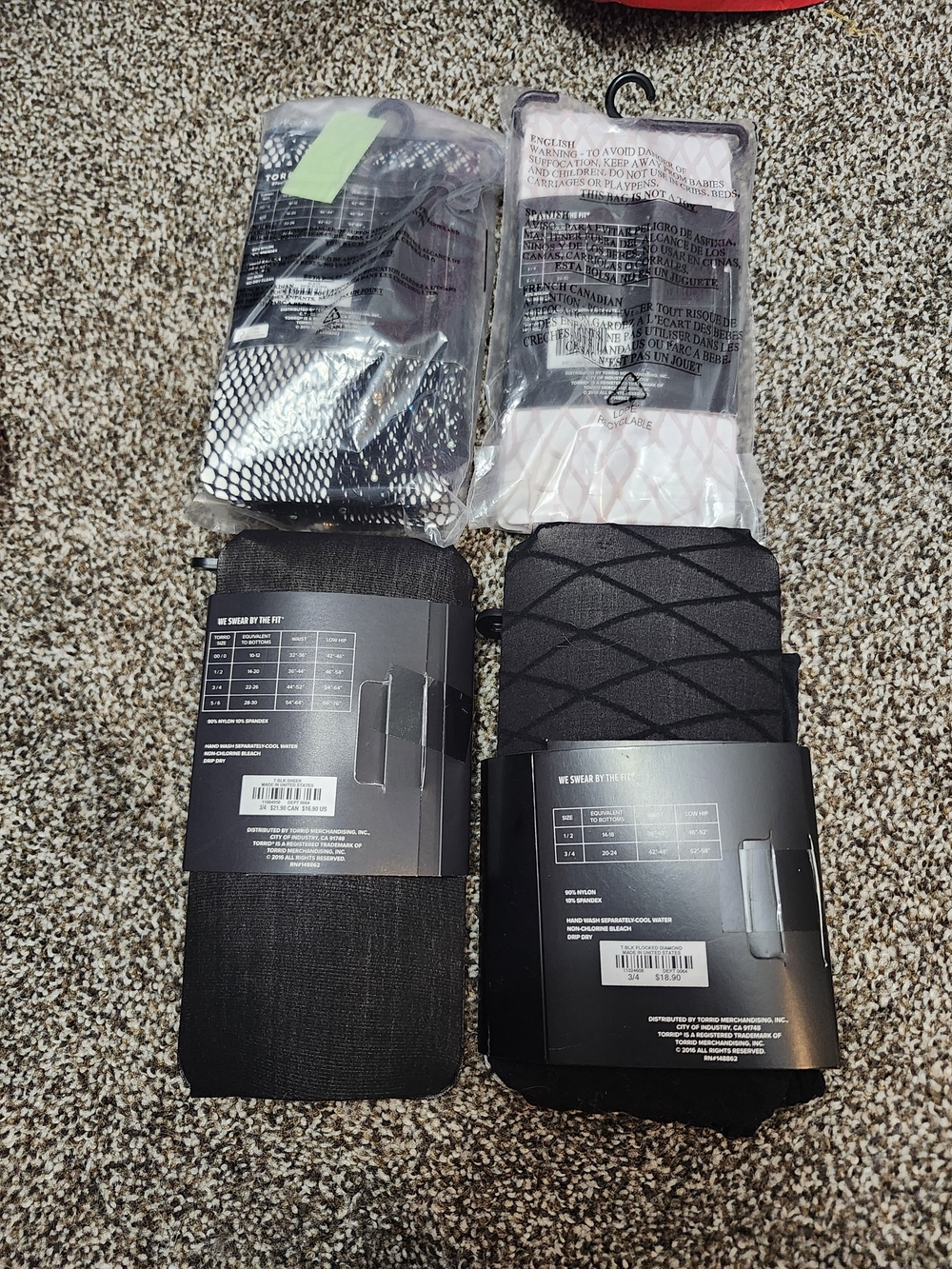 Torrid Bundle (4 Items) Black Fishnet & Diamond Pattern Tights - 3/4 Size, New - Picture 2 of 2